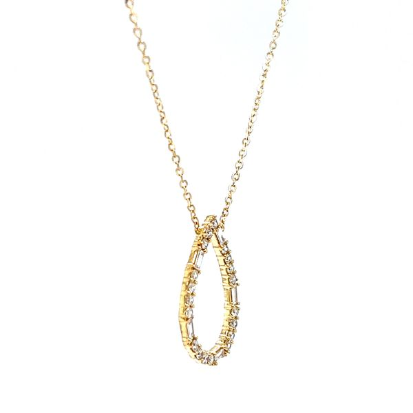 18k Yellow Gold Openwork Pear Shape Diamond Necklace Image 2 Arezzo Jewelers Elmwood Park, IL