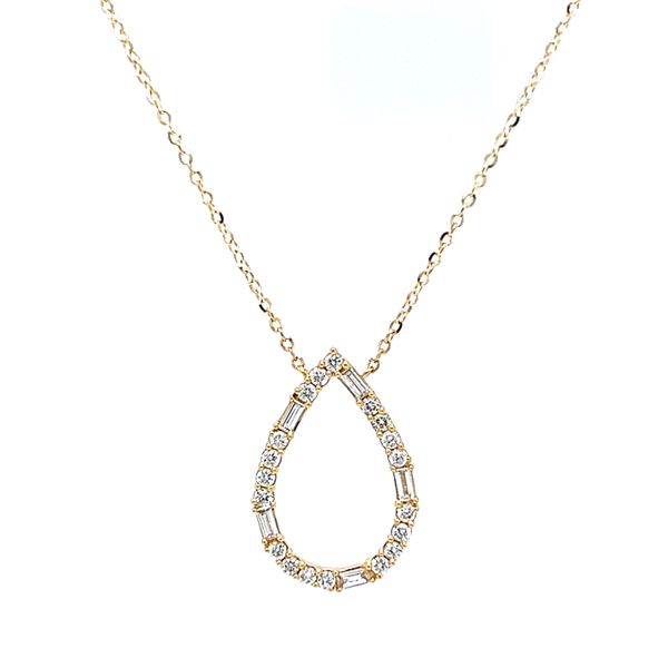 18k Yellow Gold Openwork Pear Shape Diamond Necklace Arezzo Jewelers Elmwood Park, IL