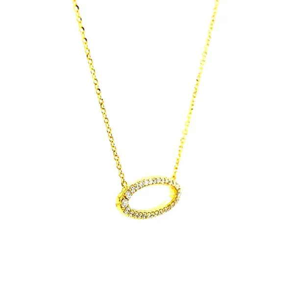 18k Yellow Gold Open Oval Diamond Necklace Image 2 Arezzo Jewelers Elmwood Park, IL