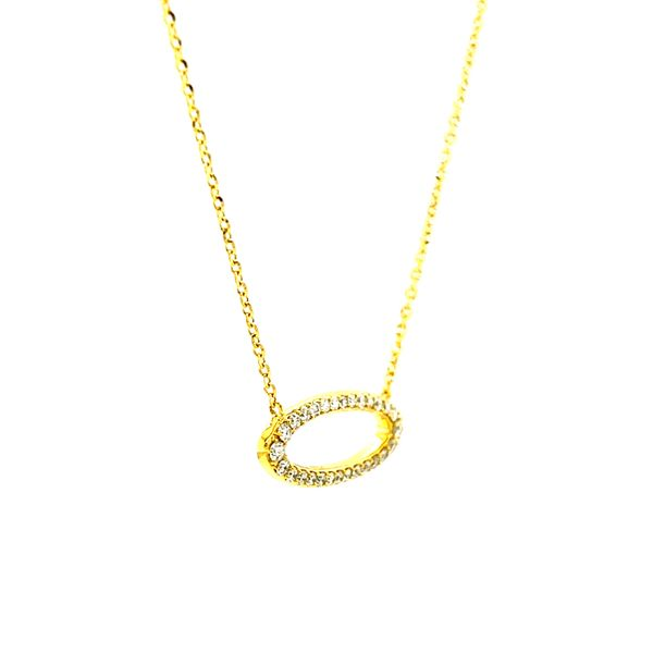 18k Yellow Gold Open Oval Diamond Necklace Image 2 Arezzo Jewelers Elmwood Park, IL