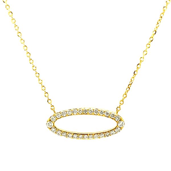 18k Yellow Gold Open Oval Diamond Necklace Image 4 Arezzo Jewelers Elmwood Park, IL