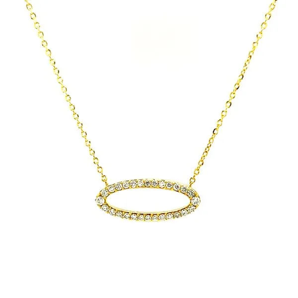 18k Yellow Gold Open Oval Diamond Necklace Arezzo Jewelers Elmwood Park, IL