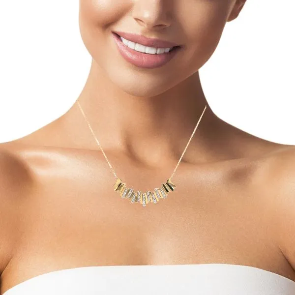 18k Two Tone Italian Design Diamond Necklace Image 3 Arezzo Jewelers Elmwood Park, IL