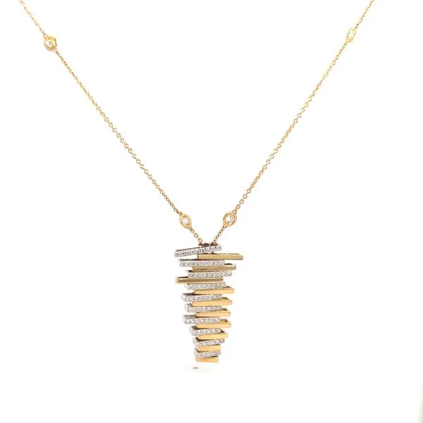 18k Two Tone Italian Design Diamond Necklace Image 2 Arezzo Jewelers Elmwood Park, IL