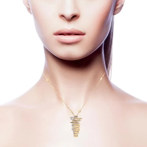 18k Two Tone Italian Design Diamond Necklace Image 3 Arezzo Jewelers Elmwood Park, IL