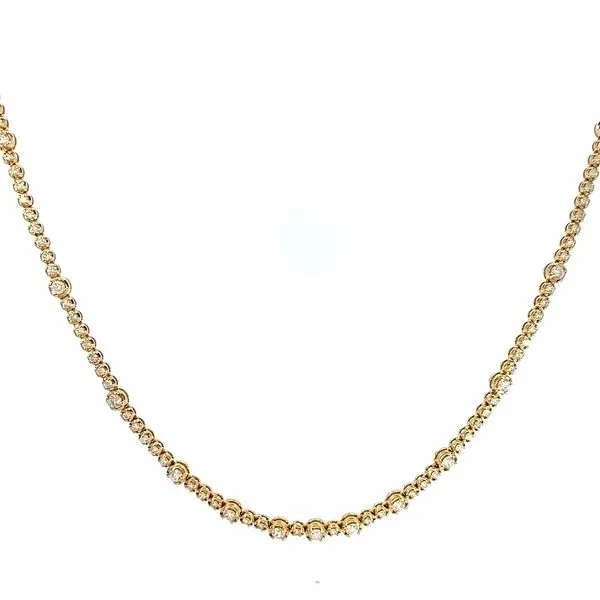18k Yellow Gold Designer Diamond Tennis Necklace Arezzo Jewelers Elmwood Park, IL