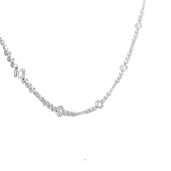Exquisite 18K White Gold Fancy Link Diamond Necklace - Italian Craftsmanship Image 4 Arezzo Jewelers Elmwood Park, IL