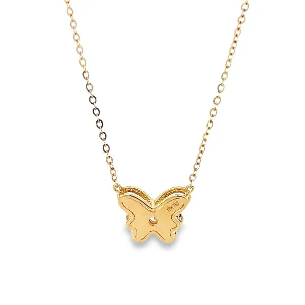 18k Yellow Gold Dancing Diamond Butterfly Necklace Image 4 Arezzo Jewelers Elmwood Park, IL