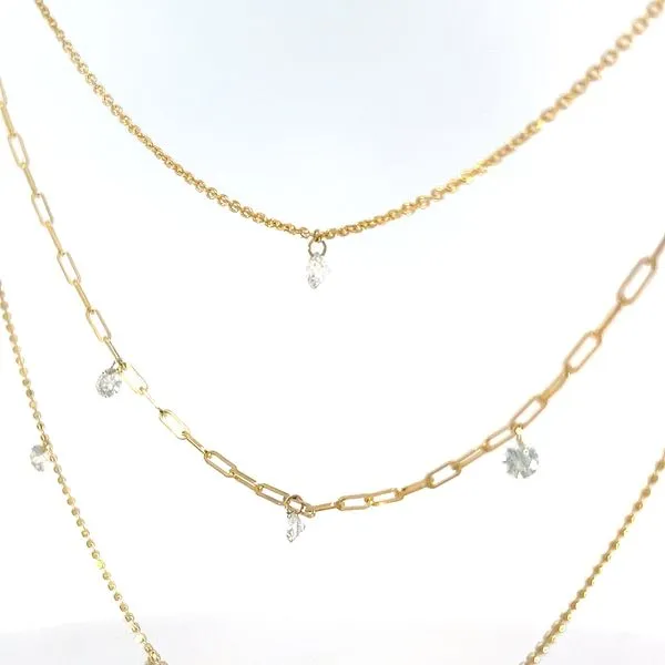 14K Yellow Gold Triple Strand Dashing Diamonds Multi-Chain Necklace Image 3 Arezzo Jewelers Elmwood Park, IL