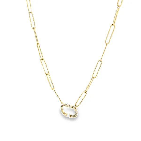 14K Yellow Gold Open Link Diamond Necklace Image 2 Arezzo Jewelers Elmwood, IL