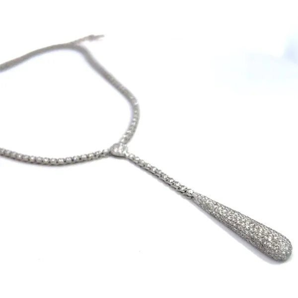 18k White Gold Diamond Tennis Lariat Necklace Image 2 Arezzo Jewelers Elmwood, IL