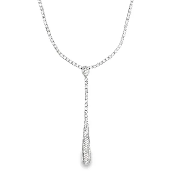 18k White Gold Diamond Tennis Lariat Necklace Arezzo Jewelers Elmwood, IL