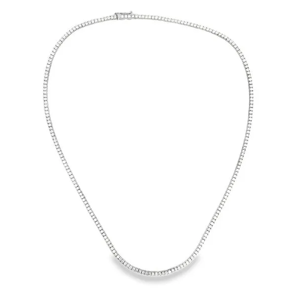 14K White Gold 5.00ct Natural Diamond Tennis Necklace Arezzo Jewelers Elmwood Park, IL