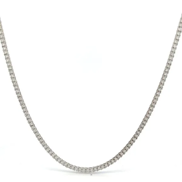 14K White Gold 7.71ct Natural Diamond Tennis Necklace, 22
