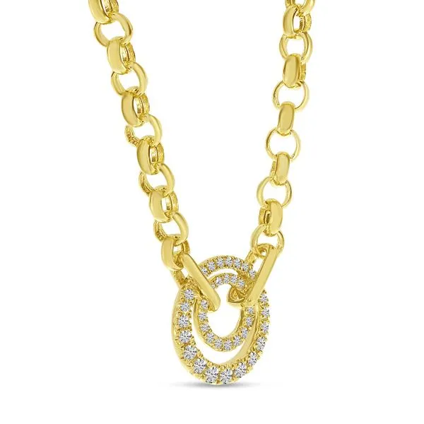 14K Yellow Gold Diamond Double Circle Heavy Rolo Chain Necklace Image 2 Arezzo Jewelers Elmwood Park, IL