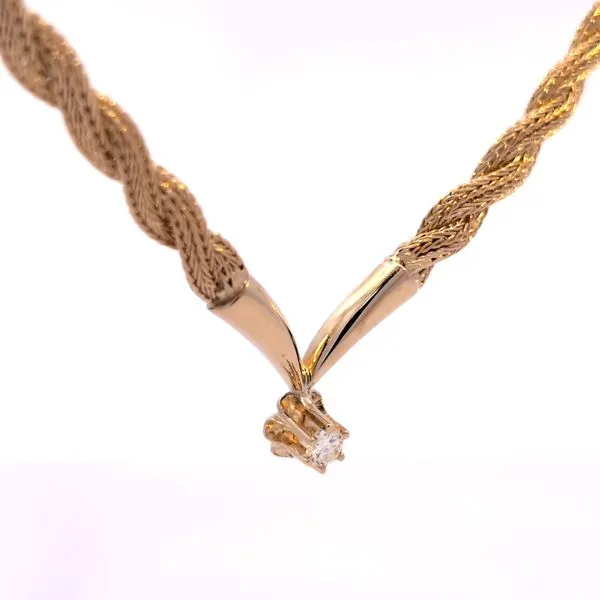 14K Yellow Gold Braided Mesh Diamond Necklace – 0.10ct Solitaire Image 3 Arezzo Jewelers Elmwood Park, IL