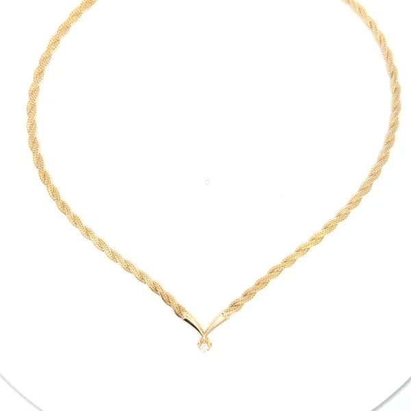 14K Yellow Gold Braided Mesh Diamond Necklace – 0.10ct Solitaire Arezzo Jewelers Elmwood Park, IL