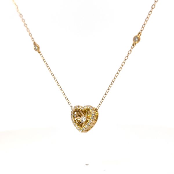18 Karat Yellow Gold Dancing Diamond Heart Necklace Image 2 Arezzo Jewelers Elmwood Park, IL
