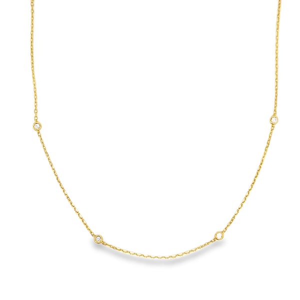 14K Yellow Gold Petite Diamond Station Necklace Image 2 Arezzo Jewelers Elmwood Park, IL