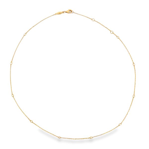 14K Yellow Gold Petite Diamond Station Necklace Arezzo Jewelers Elmwood Park, IL