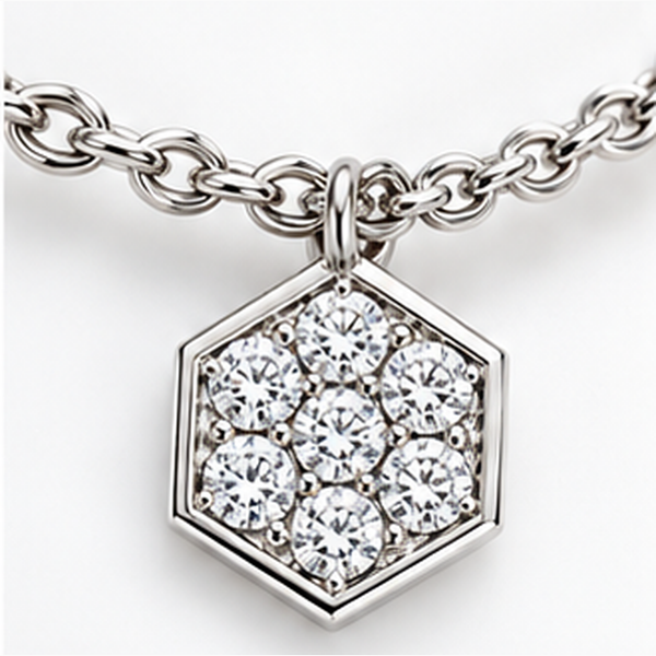 18K White Gold 0.65 ctw Diamond Hexagon Necklace by Savoia Italy Image 3 Arezzo Jewelers Elmwood Park, IL