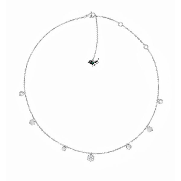 18K White Gold 0.65 ctw Diamond Hexagon Necklace by Savoia Italy Arezzo Jewelers Elmwood Park, IL