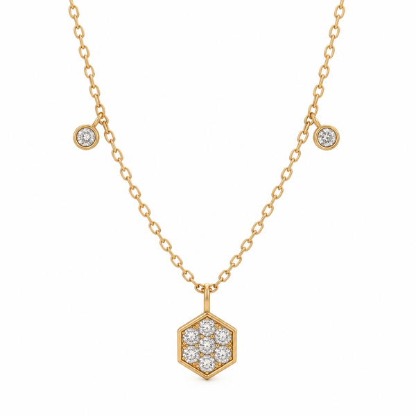 18K Yellow Gold 0.65 CTW Diamond Hexagon Station Necklace by Savoia Italy Image 2 Arezzo Jewelers Elmwood Park, IL