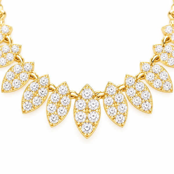 Savoia 18K Yellow Gold Natural Diamond Leaf Necklace – 1.10 ctw Image 3 Arezzo Jewelers Elmwood Park, IL