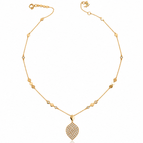 18K Yellow Gold Natural Diamond Pavé Leaf Necklace – 0.85 ctw | Savoia Italy Image 2 Arezzo Jewelers Elmwood Park, IL