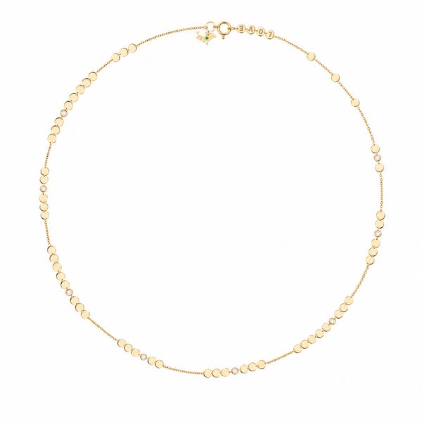 Savoia 18K Yellow Gold LOVE Natural Diamond Station Necklace – 0.44 ctw, 30