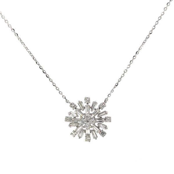 SAVOIA 18k White Gold Diamond Geometric Snowflake Necklace Arezzo Jewelers Elmwood Park, IL
