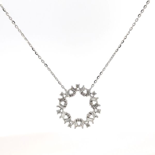 SAVOIA 18K White Gold Diamond Modern, Geometric Wreath Necklace Arezzo Jewelers Elmwood Park, IL