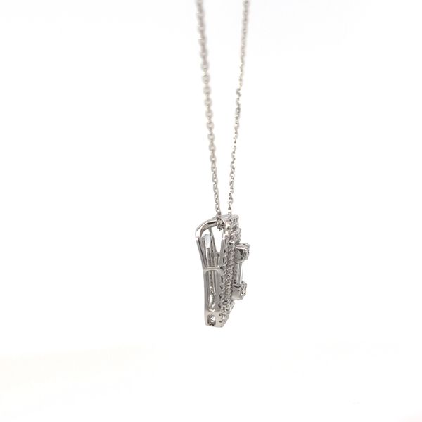18K White Gold Diamond Emerald Halo Necklace Image 4 Arezzo Jewelers Elmwood Park, IL