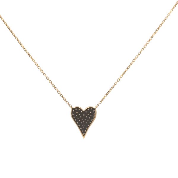 Savoia 18K Yellow Gold Small Pave Diamond Heart Necklace Image 3 Arezzo Jewelers Elmwood Park, IL