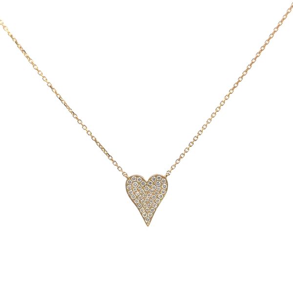 Savoia 18K Yellow Gold Small Pave Diamond Heart Necklace Arezzo Jewelers Elmwood Park, IL