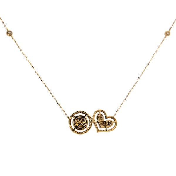SAVOIA 18 Karat Yellow Gold Pave Heart and Circle Diamond Necklace Image 3 Arezzo Jewelers Elmwood Park, IL