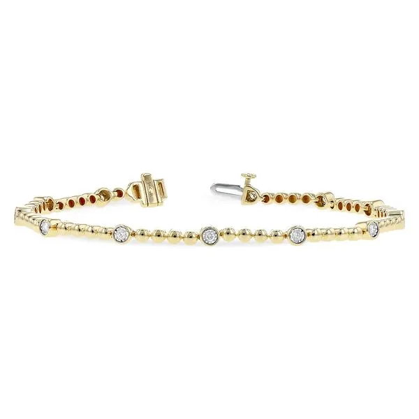 14k Yellow Gold Beaded Diamond Bracelet, .25cts Arezzo Jewelers Elmwood Park, IL