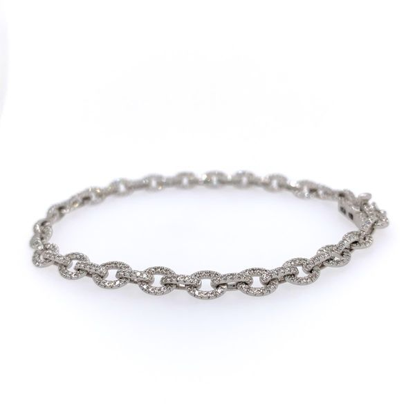 14k White Gold Pave Diamond Link Bracelet, 1.01cts Image 2 Arezzo Jewelers Elmwood Park, IL