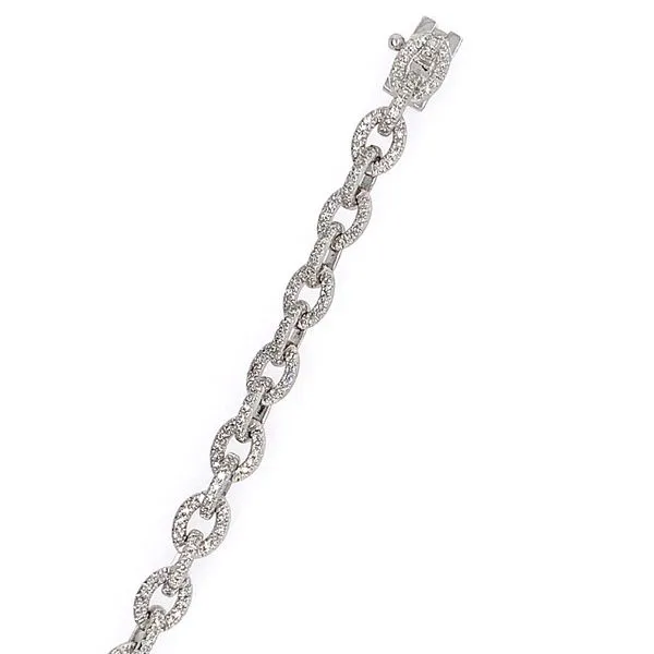 14k White Gold Pave Diamond Link Bracelet, 1.01cts Image 3 Arezzo Jewelers Elmwood Park, IL