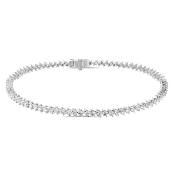 14K White Gold Two Prong Diamond Tennis Bracelet, 2.05cts Image 2 Arezzo Jewelers Elmwood Park, IL