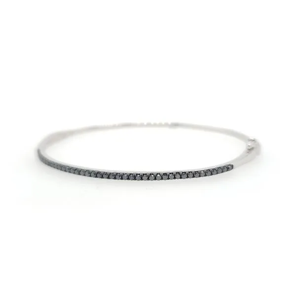 14k White Gold Black Diamond Bangle Bracelet, .50cts Image 3 Arezzo Jewelers Elmwood Park, IL