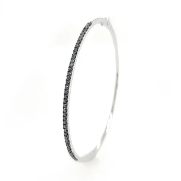 14k White Gold Black Diamond Bangle Bracelet, .50cts Image 4 Arezzo Jewelers Elmwood Park, IL