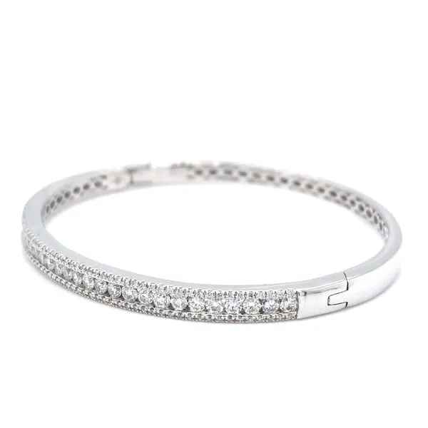 18k White Gold Diamond Bangle Bracelet, 1.93cts Image 2 Arezzo Jewelers Elmwood Park, IL