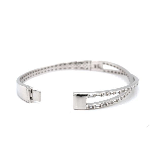 18k White Gold Baguette Diamond Bangle Image 3 Arezzo Jewelers Elmwood Park, IL