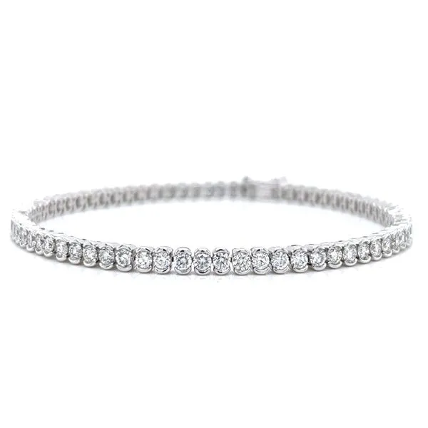 18k White Gold Tension Set Natural Diamond Tennis Bracelet Arezzo Jewelers Elmwood Park, IL