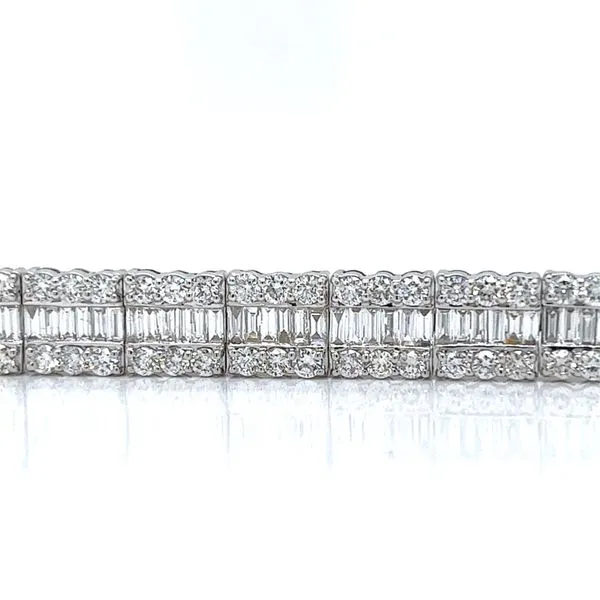 18k White Gold Round and Baguette Diamond Bracelet, 12.80cts TW Image 3 Arezzo Jewelers Elmwood Park, IL