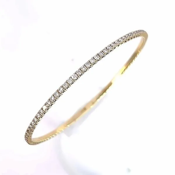 14 Karat Yellow Gold Flexible Diamond Bangle Bracelet Arezzo Jewelers Elmwood Park, IL