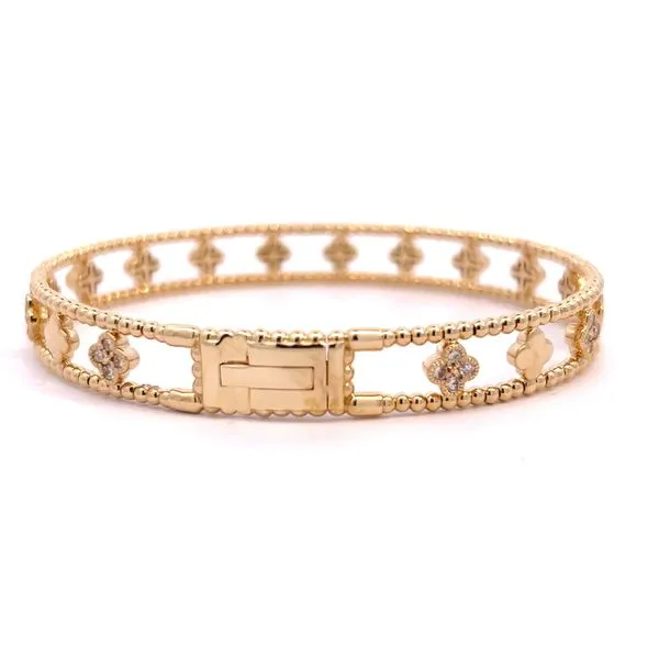 14 Karat Yellow Gold Bangle Diamond Bracelet Image 4 Arezzo Jewelers Elmwood Park, IL