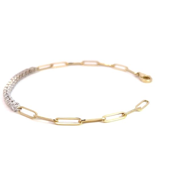 14k Yellow Gold Paperclip Link Diamond Tennis Bracelet Image 4 Arezzo Jewelers Elmwood Park, IL