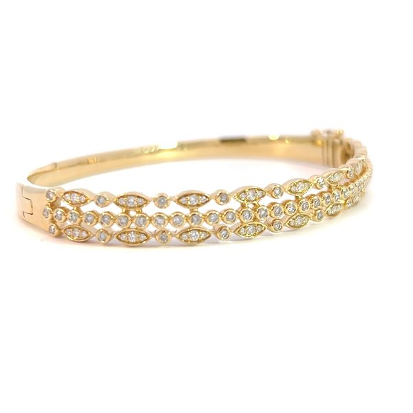 Exquisite 18K Yellow Gold Three Row Diamond Bangle Bracelet - Italian Design Image 2 Arezzo Jewelers Elmwood Park, IL